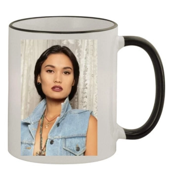 Tia Carrere 11oz Colored Rim & Handle Mug