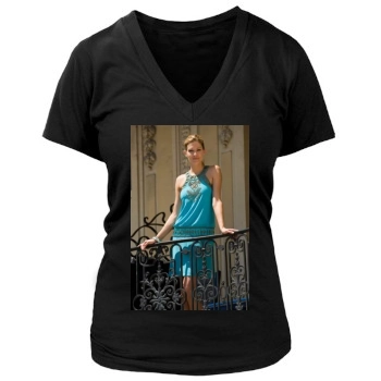 Tricia Helfer Women's Deep V-Neck TShirt