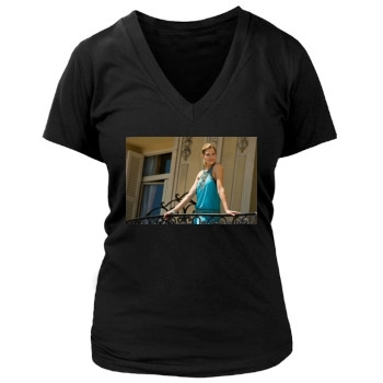 Tricia Helfer Women's Deep V-Neck TShirt