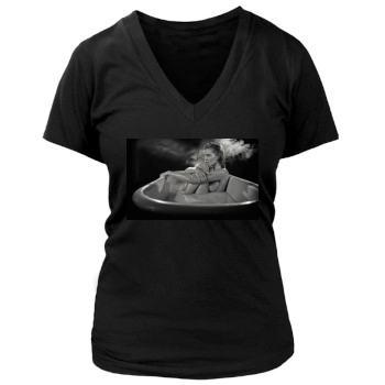 Tricia Helfer Women's Deep V-Neck TShirt