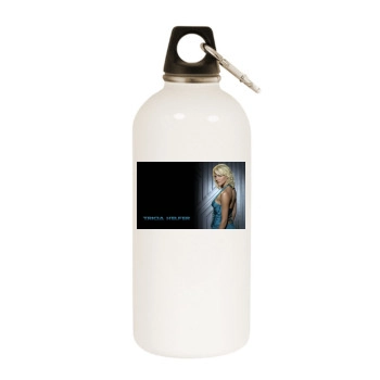 Tricia Helfer White Water Bottle With Carabiner