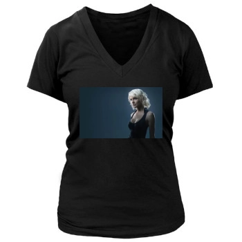 Tricia Helfer Women's Deep V-Neck TShirt