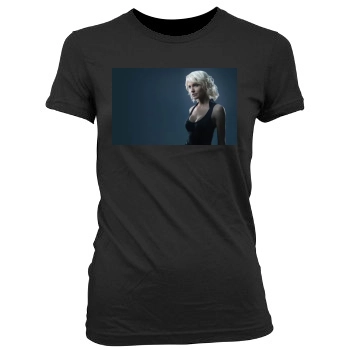 Tricia Helfer Women's Junior Cut Crewneck T-Shirt