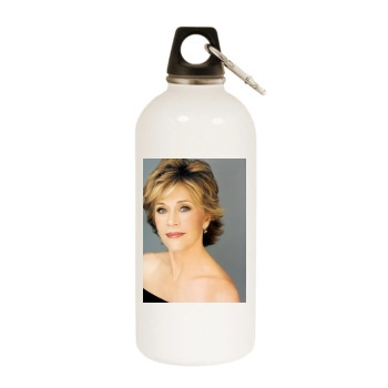 Jane Fonda White Water Bottle With Carabiner