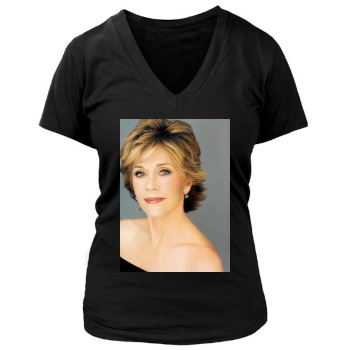 Jane Fonda Women's Deep V-Neck TShirt