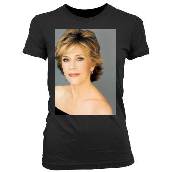 Jane Fonda Women's Junior Cut Crewneck T-Shirt