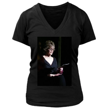 Jane Fonda Women's Deep V-Neck TShirt