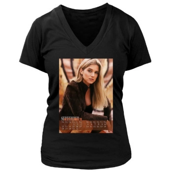 Jeanette Biedermann Women's Deep V-Neck TShirt