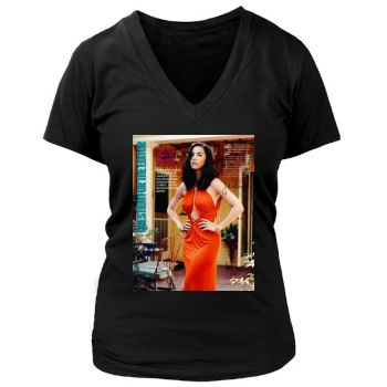 Olivia Munn Women's Deep V-Neck TShirt