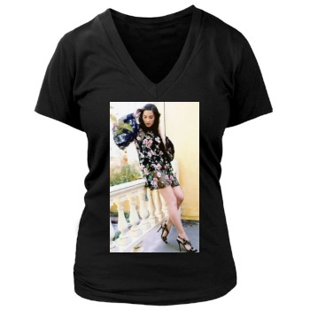 Olivia Munn Women's Deep V-Neck TShirt