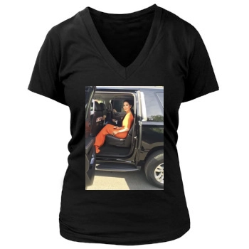 Olivia Munn Women's Deep V-Neck TShirt