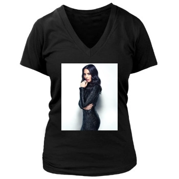 Olivia Munn Women's Deep V-Neck TShirt