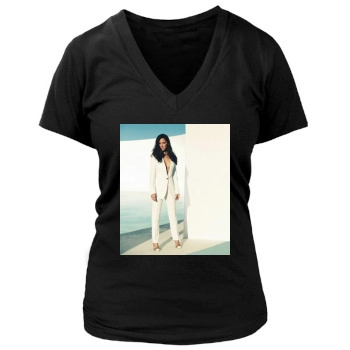 Olivia Munn Women's Deep V-Neck TShirt