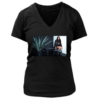 Olivia Munn Women's Deep V-Neck TShirt