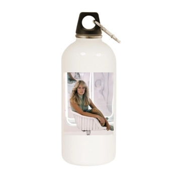 Farrah Fawcett White Water Bottle With Carabiner