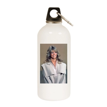 Farrah Fawcett White Water Bottle With Carabiner