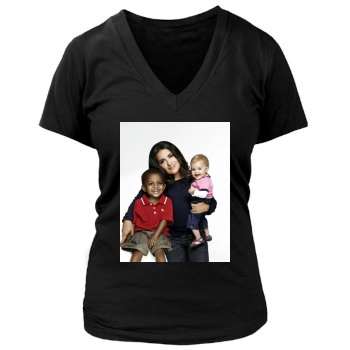 Salma Hayek Women's Deep V-Neck TShirt