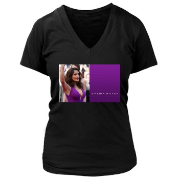 Salma Hayek Women's Deep V-Neck TShirt