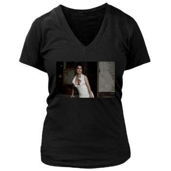 Salma Hayek Women's Deep V-Neck TShirt