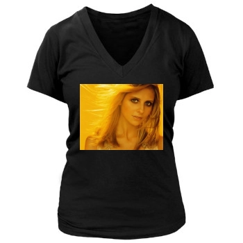 Sarah Michelle Gellar Women's Deep V-Neck TShirt