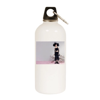 Sasha Pivovarova White Water Bottle With Carabiner