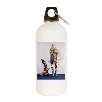 Sasha Pivovarova White Water Bottle With Carabiner