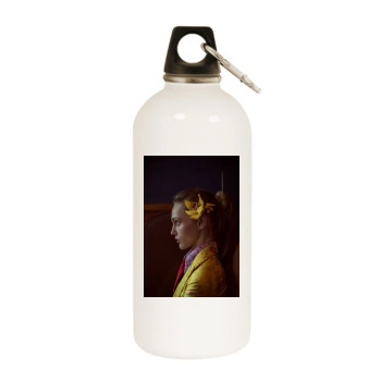 Sasha Pivovarova White Water Bottle With Carabiner