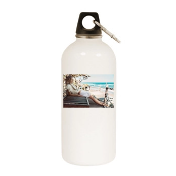 Sasha Pivovarova White Water Bottle With Carabiner