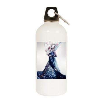 Sasha Pivovarova White Water Bottle With Carabiner