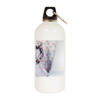 Sasha Pivovarova White Water Bottle With Carabiner