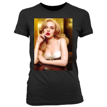 Scarlett Johansson Women's Junior Cut Crewneck T-Shirt