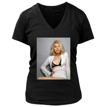 Scarlett Johansson Women's Deep V-Neck TShirt