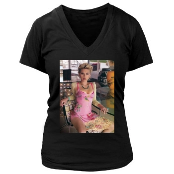 Scarlett Johansson Women's Deep V-Neck TShirt