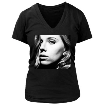 Scarlett Johansson Women's Deep V-Neck TShirt