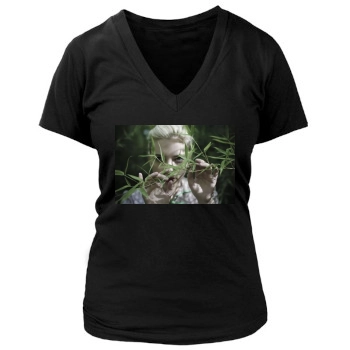 Scarlett Johansson Women's Deep V-Neck TShirt