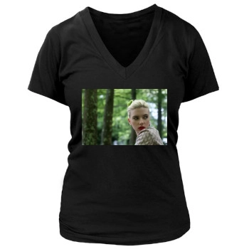 Scarlett Johansson Women's Deep V-Neck TShirt