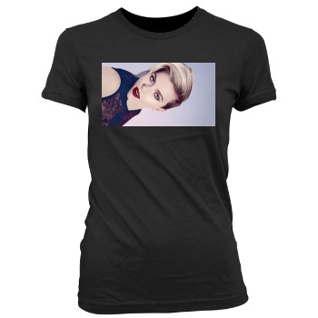 Scarlett Johansson Women's Junior Cut Crewneck T-Shirt