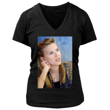 Scarlett Johansson Women's Deep V-Neck TShirt