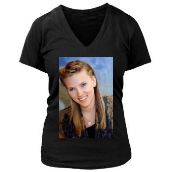 Scarlett Johansson Women's Deep V-Neck TShirt