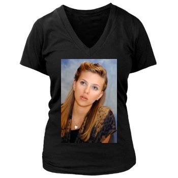 Scarlett Johansson Women's Deep V-Neck TShirt