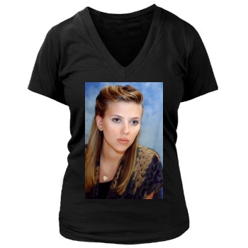 Scarlett Johansson Women's Deep V-Neck TShirt