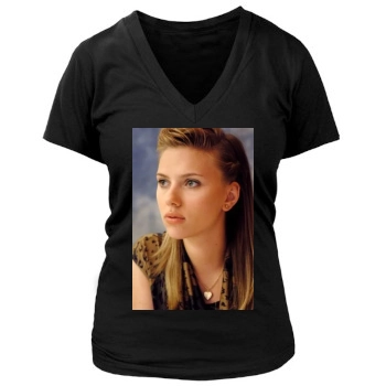 Scarlett Johansson Women's Deep V-Neck TShirt