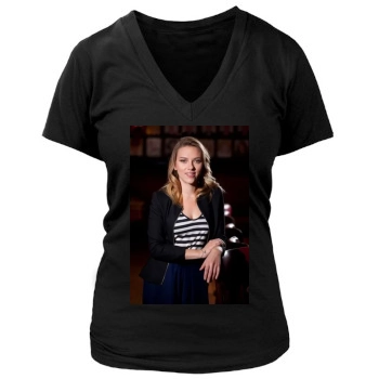 Scarlett Johansson Women's Deep V-Neck TShirt