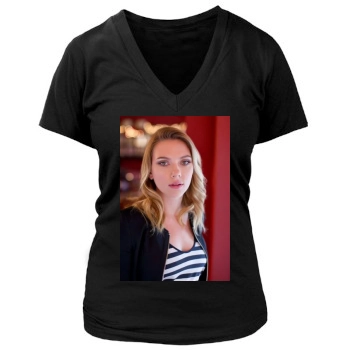 Scarlett Johansson Women's Deep V-Neck TShirt