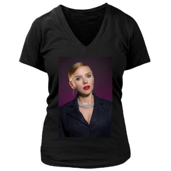 Scarlett Johansson Women's Deep V-Neck TShirt