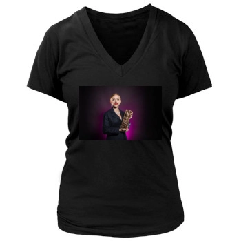 Scarlett Johansson Women's Deep V-Neck TShirt