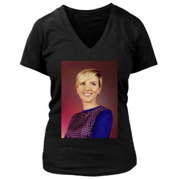 Scarlett Johansson Women's Deep V-Neck TShirt