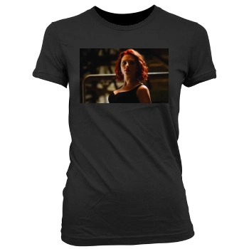 Scarlett Johansson Women's Junior Cut Crewneck T-Shirt