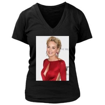 Sharon Stone Women's Deep V-Neck TShirt