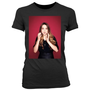 Taissa Farmiga Women's Junior Cut Crewneck T-Shirt